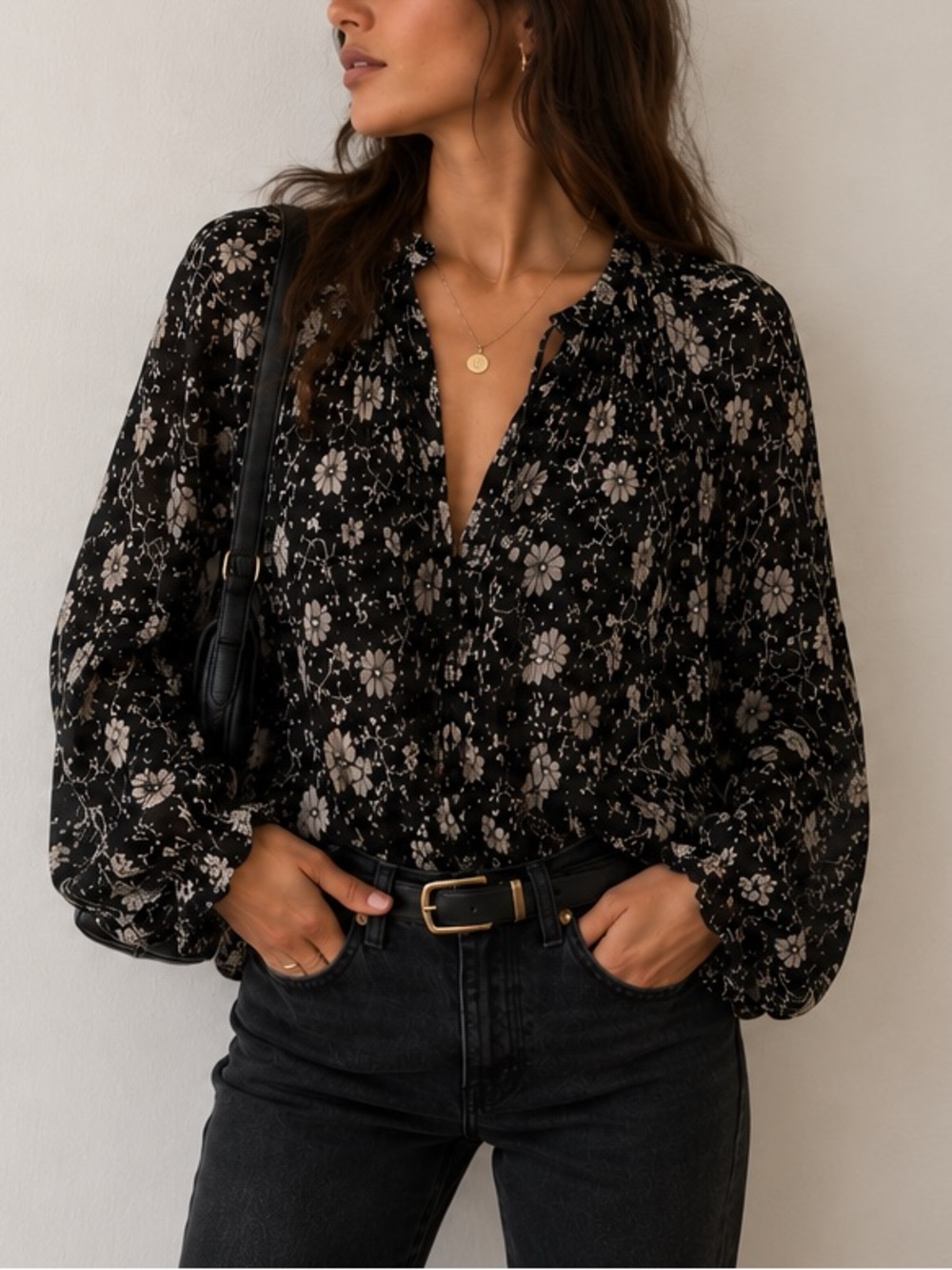Isabel Marant Etoile Floral Boho Long Sleeve Top Size 38